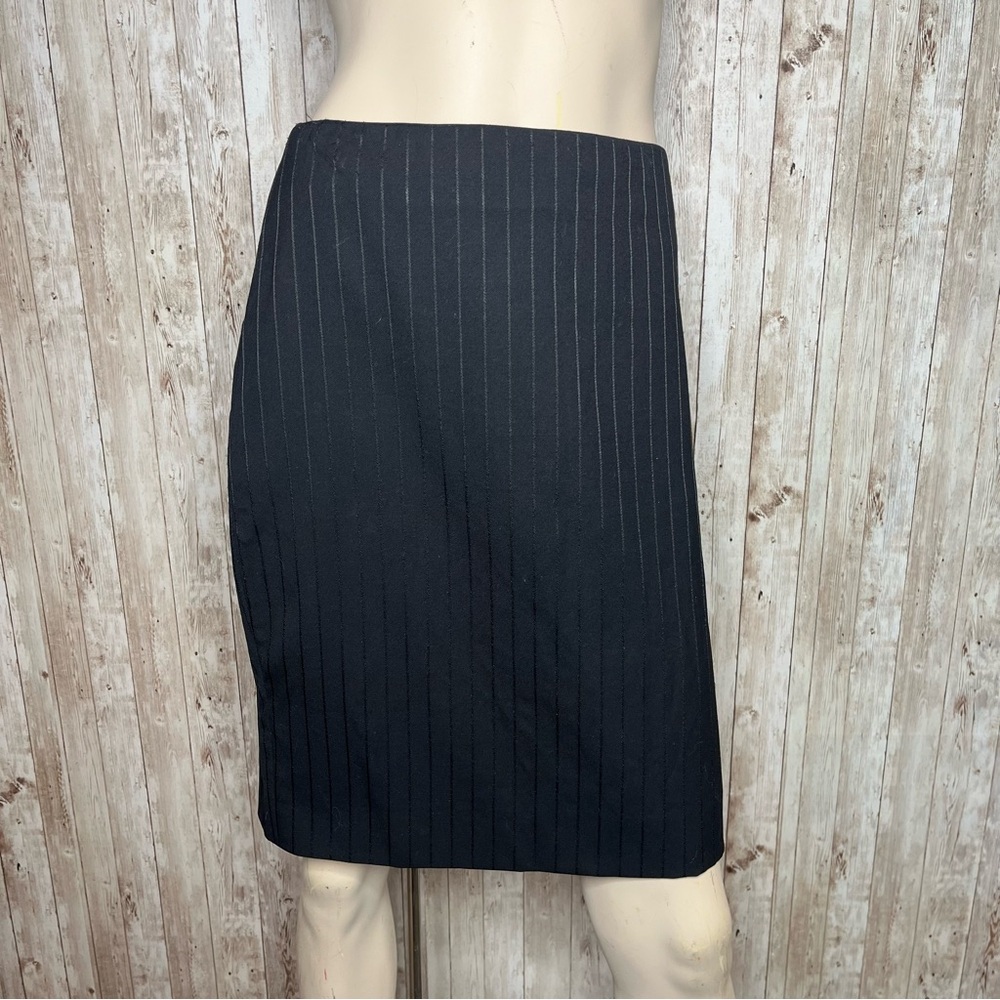Theory Wool Blend Black Pinstripe Pencil Skirt Size 6